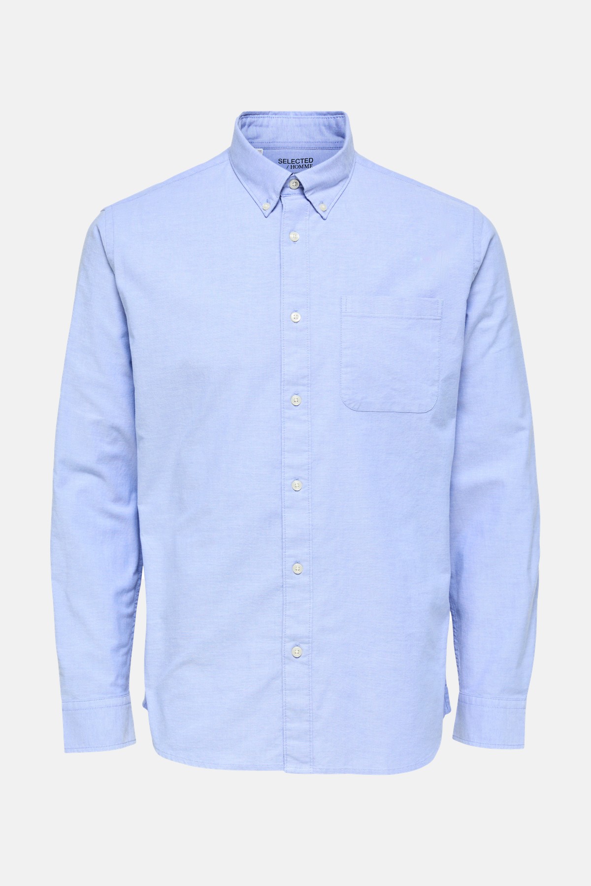 Camisa oxford azul con bolsillo