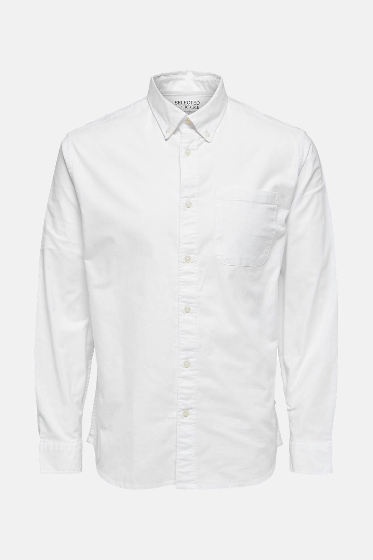 Camisa oxford blanca con bolsillo