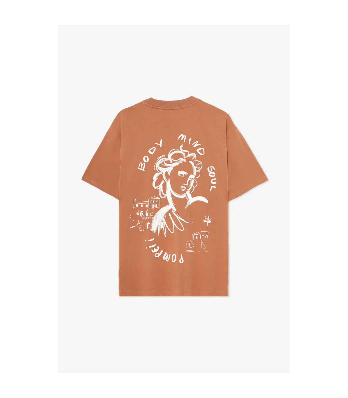 camiseta granate pompeii con dibujo griego