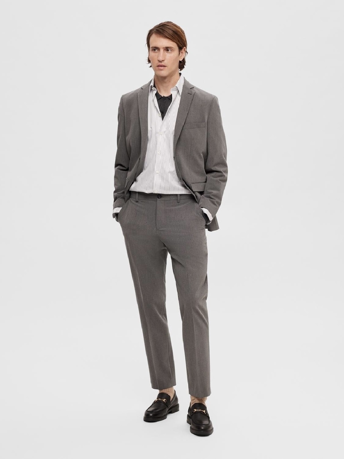 pantalon de traje gris