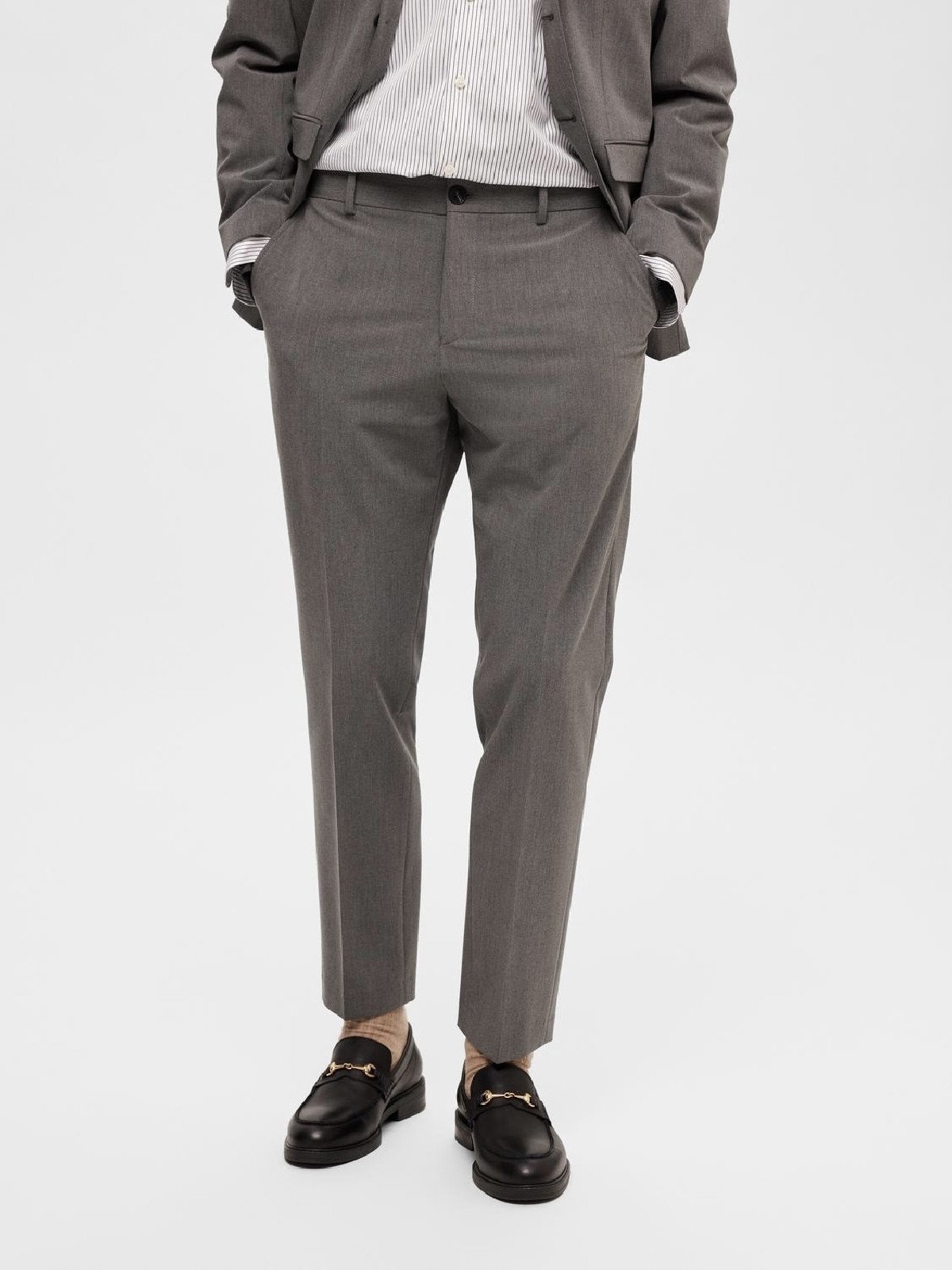 pantalon de traje gris