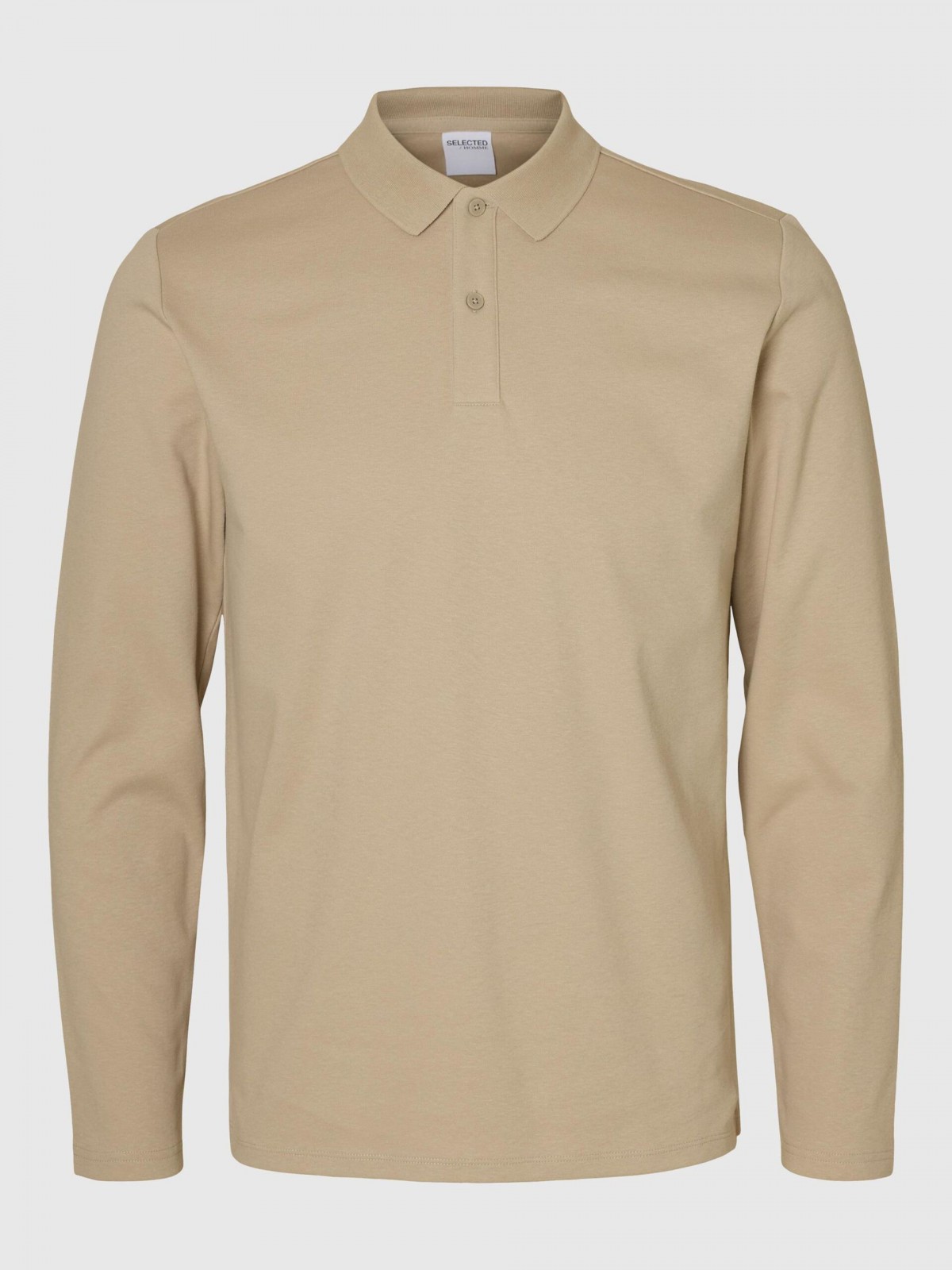 polo manga larga beige